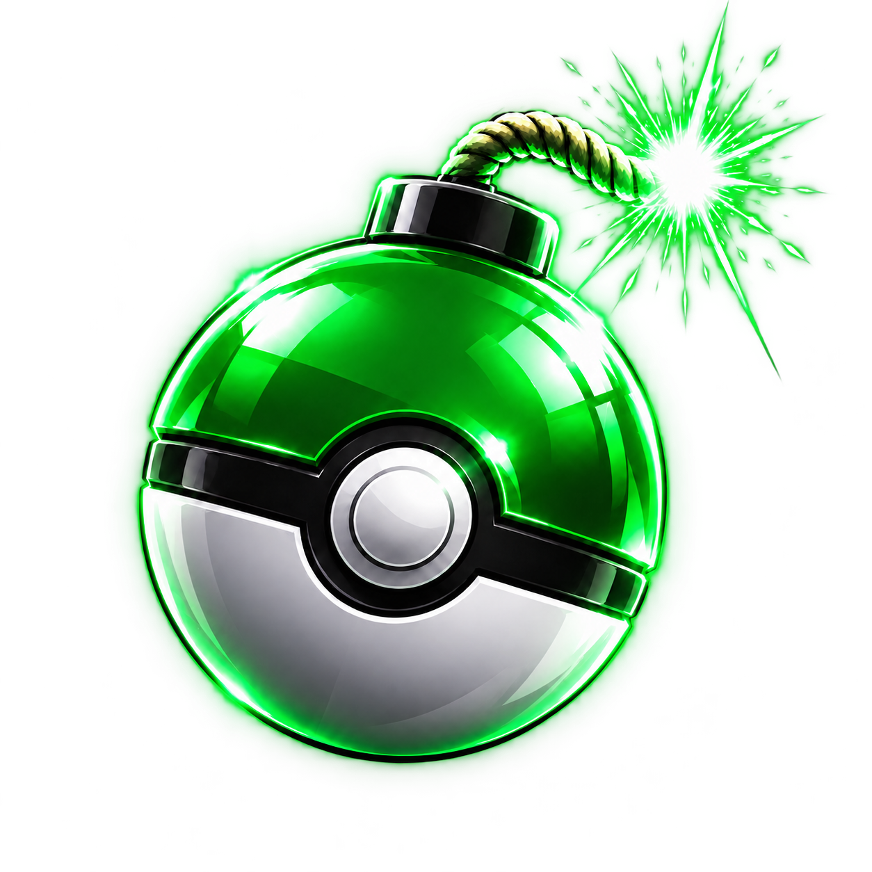 Electric green POKEBOMB with a lit fuse